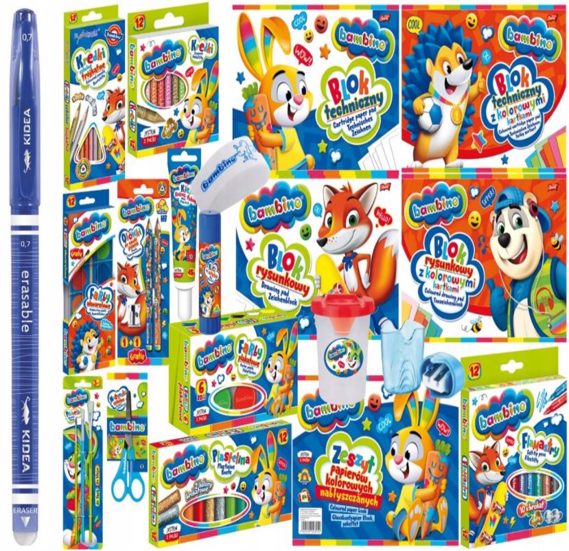 Školská výbavička BAMBINO, sada XXL, pastelky, farby, plastelína, pero